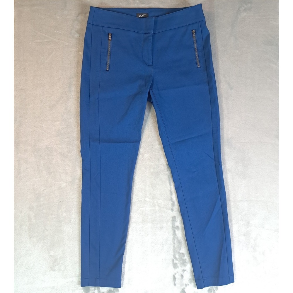 LOFT Julie Skinny Pants Blue Ankle Trousers Womens Size 4 Stretch Preppy Work
